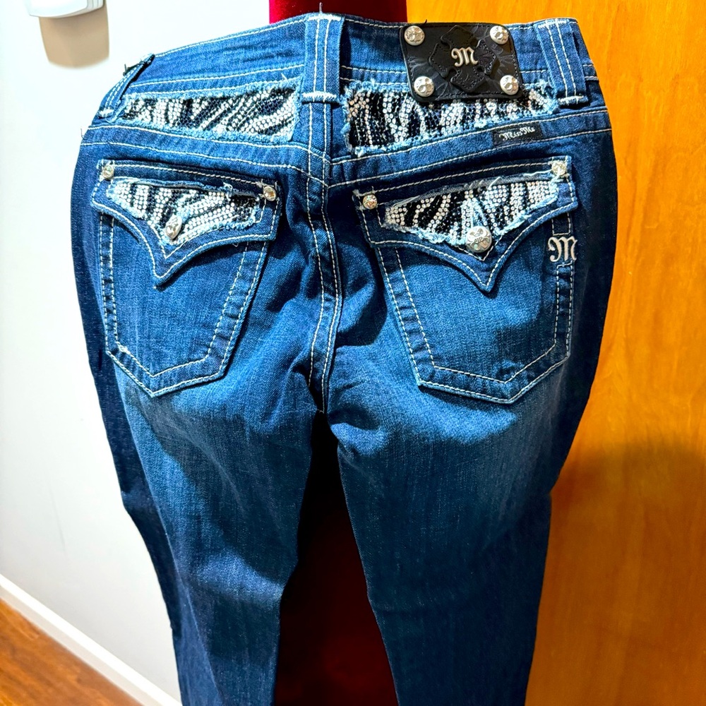 Miss Me Blue Boot Cut Jeans with Embellished Back